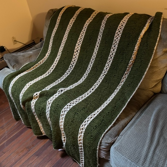 Handmade Afghan lap/throw detail blanket 
Locally made in Maine 
Crochet blanket - Picture 1 of 7